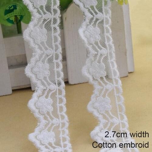 10yards 2.7cm wide Cotton embroid lace sewing ribbon guipure trim wedding lace DIY Garment Accessories african doll lace#3926
