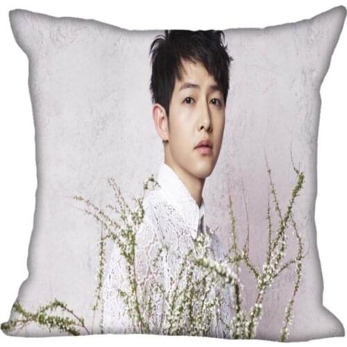 Custom Kpop Song Joong Ki Printed Square silk Pillowcases 40x40cm,35x35cm One Side Satin Pillowcase Custom Logo