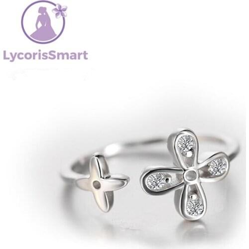 LycorisSmart Real 925 Sterling Silver Flower Poetic Daisy Cherry Blossom Finger Ring for Women Jewelry