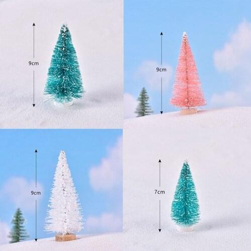 Small DIY Christmas Tree Fake Pine Tree Mini Sisal Bottle Brush Christmas Tree Santa Snow Frost Village House