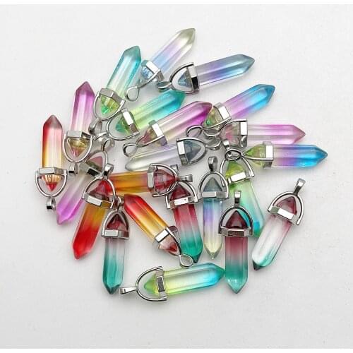 Fashion mixed glass crystal pillar Pendants & necklaces for Jewelry making charm pendulum accessory 24pcs/lot Free shipping
