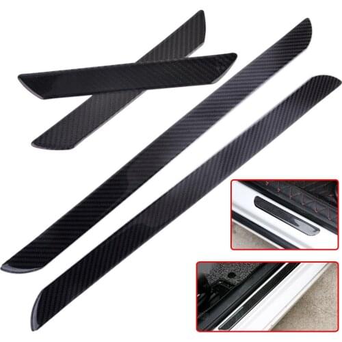 2Pcs Car Sticker Carbon Fiber Door Step Sill Anti Scratch Cover Scuff Plates Protect Trim Guard Fit For VW Audi Amg Ford Hyundai