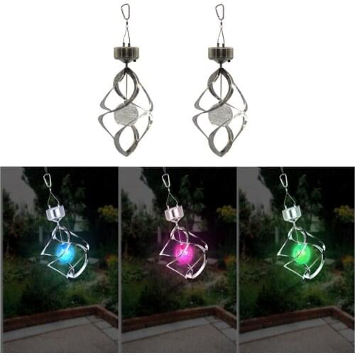 New Home Solar Light Solar Wind Chime Light Garden Decoration Wind Turn Light Stainless Steel Colorful LED Light Corridor Window