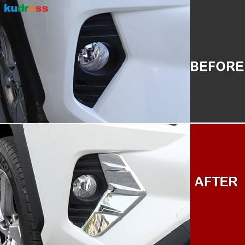 Front Fog Light Cover Trim For Toyota RAV4 RAV 4 Limited LE XLE 2019 2020 2021 Chrome Head Foglight Lamp Covers Car Accessories