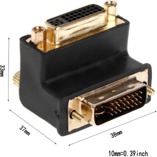 90 Degree Right Angled DVI 24+5 D DVI-D Digital Dual Link Male-Female Extension Adapter For HDTV LCD Monitor Extension Adapter