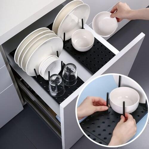 Adjustable Kitchen Organizer Telescopic Dish Plate Drying Rack Bowl Pot Lid Storage Holder Adjustable Kitchen Dish Drying Rack