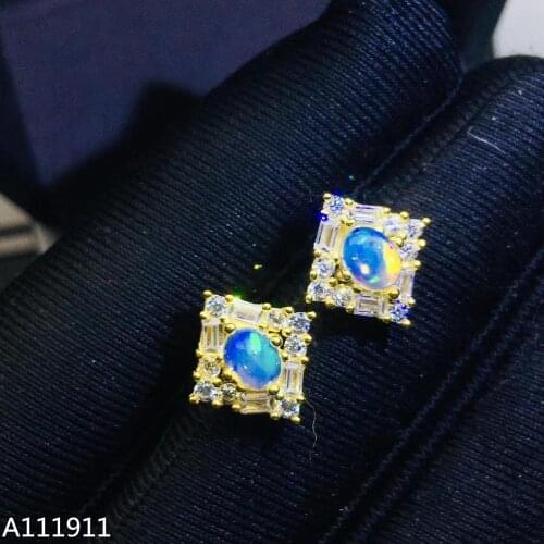 KJJEAXCMY boutique jewelry 925 sterling silver inlaid Natural opal noble ladies Stud earrings support detection popular