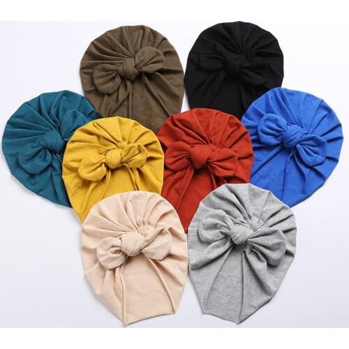 28 Pcs/Lot, Newborn Toddlers Knot bow Turban Hat, Cotton Fabric Bowknot Beanie Head Wrap, Baby Shower Gift