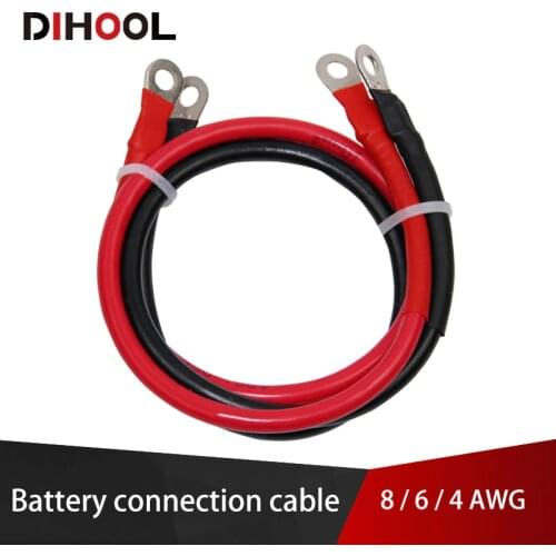 8/6/4 AWG Battery Connection Cable,High Current Copper Wire with Lug,Car Inverter Wire,UPS,Battery Series and Parallel Connect
