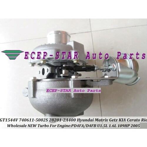 GT1544V 740611-5002S 28201-2A400 740611 782403 Turbocharger For HYUNDAI Matrix Getz For KIA Cerato Rio 05 D4FA D4FB U 1.5L 109HP