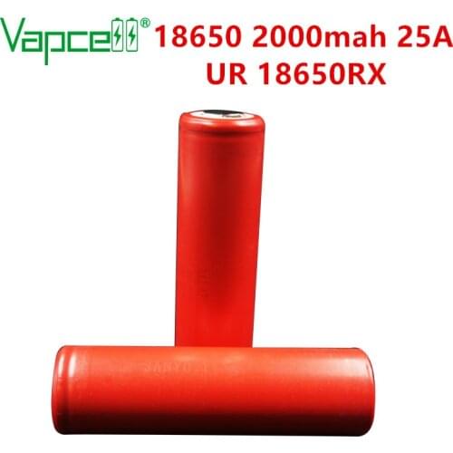 Vapcell 100% original 18650 2000mah 25A UR18650RX li ion battery rechargeable batteries for flashlight mod Ecig free shipping