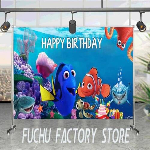 Under The Sea Birthday Party Backdrop Dory Nemo Corals Bubbles Underwater Party Photographic Background Photo Studio Props Vinyl
