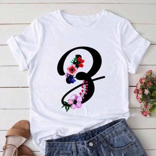 26 English Alphabet Female T-Shirt Summer Fashion Women T-Shirt Short-Sleeved Harajuku Graphic T-Shirt Top Female Clothing