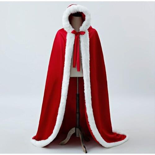 Red faux fur bolero Womens Wedding Cape Cloak Coat with Hoods for Bride Winter Long Jacket Bridal Wraps Warm Faux Fur Cape
