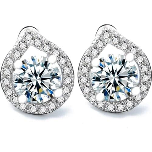 GNE1094 Hot Sale 100% Real 925 Sterling Silver Stud Earrings Sweet Crystal CZ Charming Earring, Fashion Jewelry For Women