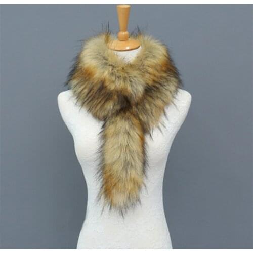 Winter Warm Faux Fur Collar Coat Women Scarf Soft Thick Shawl Hood Fur Decor For Lady Coats Multicolor Female Fur Scarves