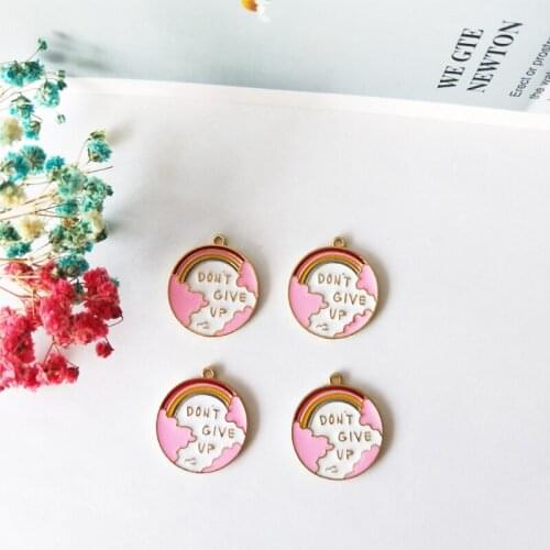 10pcs Gold Tone Alloy Enamel Charms Pendant Round Rainbow Map Charms Fit Bracelet Earrings Making Jewelry DIY Accessories FX147