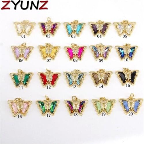 10PCS, Gold Plated Crystal Butterfly Charm, Butterfly Charms, CZ Micro Pave Butterfly, Necklace Pendant, Jewelry Making