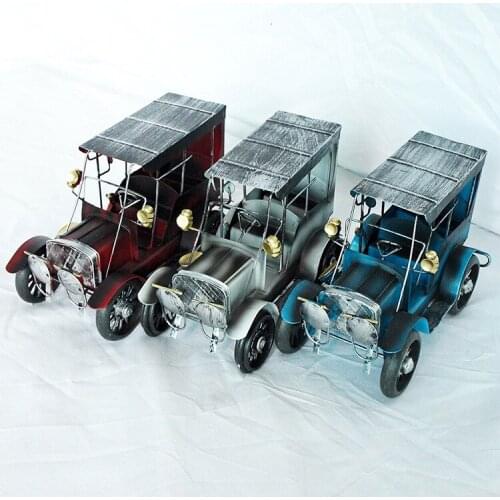 2021 Creative iron art retro old vintage car model handmade antique car decorations home hotel restaurant decorations as gifts