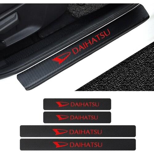 4pcs Car Door Plate Door Sill Scuff Plate Carbon Fiber Vinyl Cars Sticker For Daihatsu D-base D-R PICO Car-Styling Accessories
