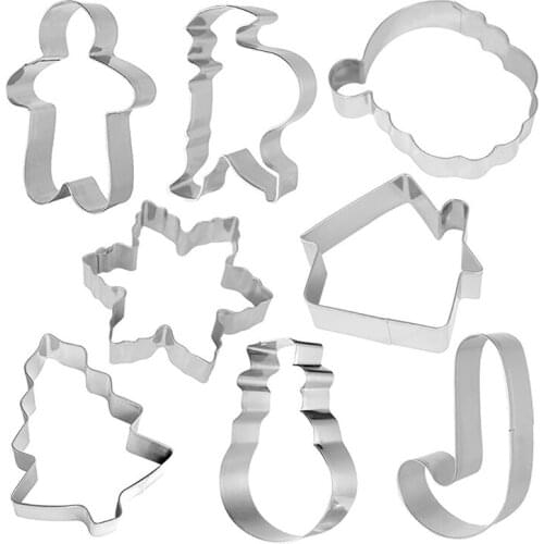 8Pcs Halloween Party Cookie Cutter Set Stainless Steel Plaque Frame Pastry Biscuit Cookie Kit for Chocolate Candy Cake
