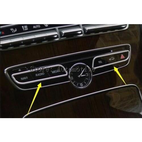 Beler New 1pair Aluminum Center Console Function Buttons Frame Cover Trim fit for Mercedes-Benz New C Class W205 2014 2015 2016