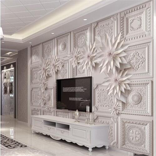 Beibehang Large custom wallpaper wall murals 3d exquisite European embossed brick wall flowers TV backdrop wall papier peint
