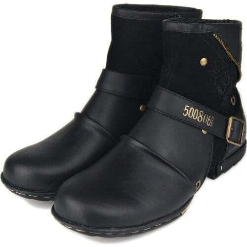 Men Motorcycle Boots Fashion Genuine Leather Casual Ankle Boots Men Zipper Up Tactical Boots Man Botas Hombre Winter