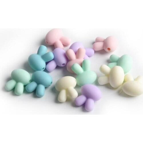 TYRY.HU Silicone Beads 100 pcs Cute Rabbit & Pig Beads Pastel Color Baby Nursing Accessories Teething Jewelry Food Grade Teether