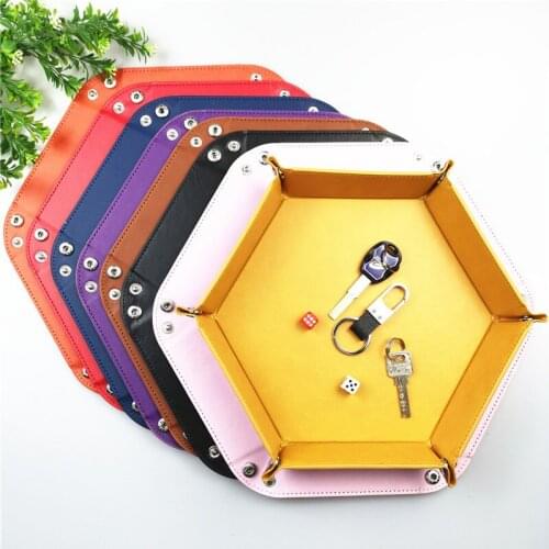 Dnd dice tray dados de rol storage 8 colors PU leather tweezers dice foldable storage box pu tray desktop storage box