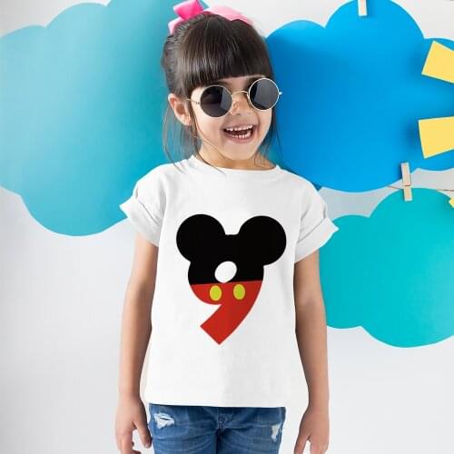 Cartoon Number 1-9 Boys Girls T-Shirt Print Birthday Party 2021 Fashion Casual Top Summer Funny T Shirt For Children,YKP079