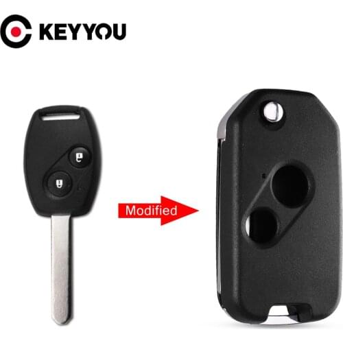 KEYYOU 10x 2 Buttons Modified Flip Folding Remote Car Key Shell Case Fob For Accord CRV Odyssey For Honda