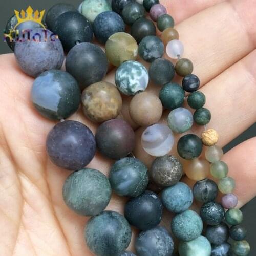 Matte India Agates Mineral Beads Natural Round Loose Stone Beads For DIY Jewelry Making Bracelet Accessories 15'' 4 6 8 10 12mm