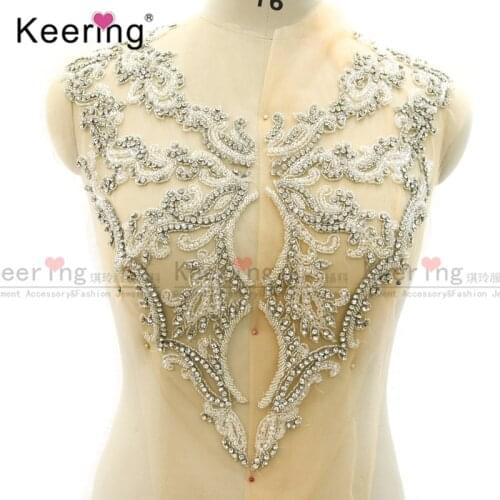 3D Fashion Rhinestone Bodice appliqe for wedding Panel WDP-345