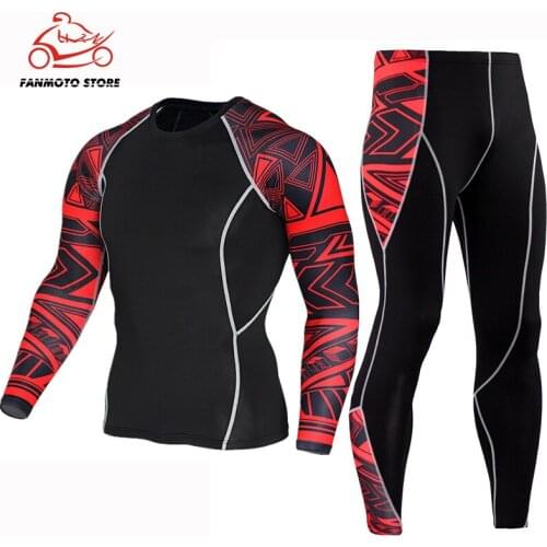Men motorcycle Compression t shirt Pants Suits Jogging Tracksuit Sets Male Gym Fitness Training Sportswear Tees Tops Leggings