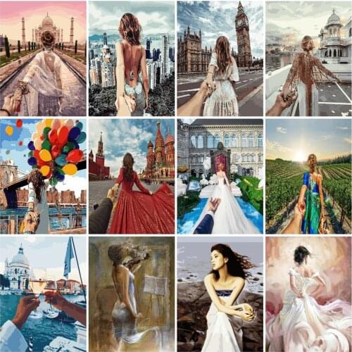 HUACAN Painting By Numbers Girl Kits Drawing Canvas HandPainted Figure Picture Home Decoration Gift Art DIY