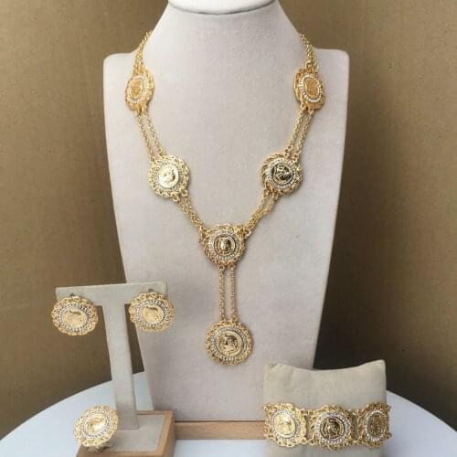 New Arrivals Gold jewelry sets for women African bridal wedding gifts Bracelet Avatar Necklace earrings ring sets jewellery