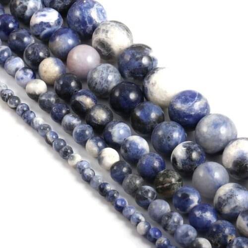 Natural new blue Sodalite gems loose round beads DIY making for jewelry bracelet necklace Accessories 38cm