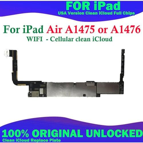 Original Unlocked Motherboard For ipad 5 / Air 1 Mainboard with Chips A1474 Wifi Version / WIFI + 3G ,Free Shipping