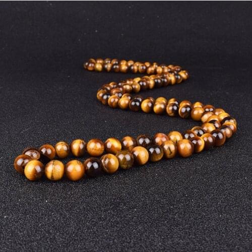 Fashion Tiger Eye Stone Beaded Necklaces Men Meditation Yoga Natural Stone Necklaces for Women New Design Handmade Jewelry Gift