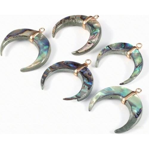 New Natural Pearl Fritillary Abalone Shell Pendant Fashion Moon shape Pendants Charms for Jewelry Making DIY Necklace Accessory