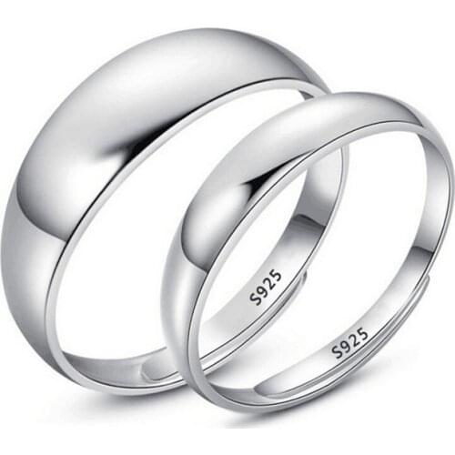 Real Pure 925 Sterling Silver Rings For Women And Men Simple Ring Smooth High Polishing Wedding Band Ring For Lovers Couples