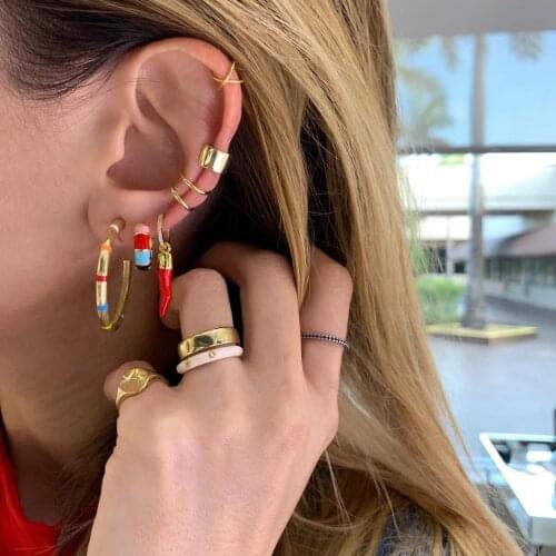 Gold Filled Red Enamel Hoop Earring 2021 New Women Wedding Gift LITTLE CHILLI Pepper Charming Earring Delicate Fashion Jewelry