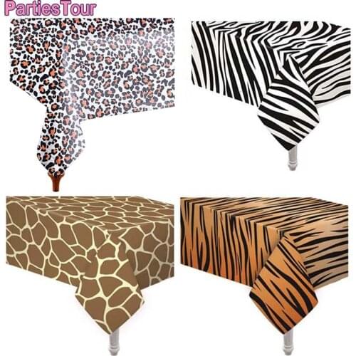 1set 137x274cm Jungle Safari Birthday Party Cloth Tablecloths Zebras Leopard Tablecover Baby Shower Birthday Party Supplies