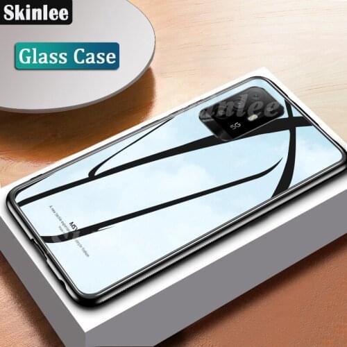 Skinlee For OPPO A94 5G Tempered Glass Case With Soft TPU Frame Shockproof Phone Cover For oppo A94 Case