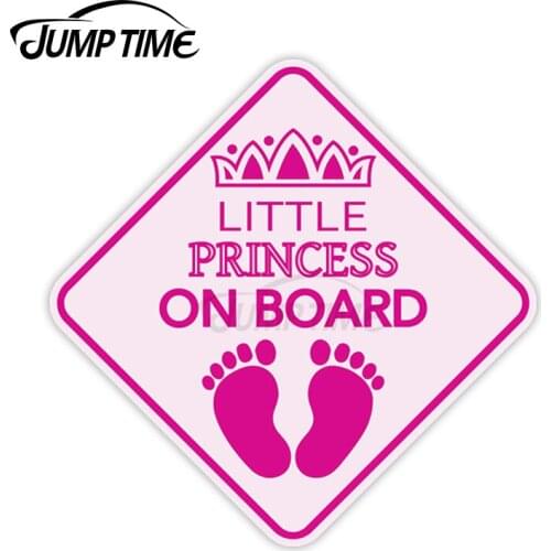 Jump Time 13cm x 13cm Car Sticker REFLECTIVE LITTLE PRINCESS ON BOARD Decals Creative Window Waterproof Vinyl Car Decoration
