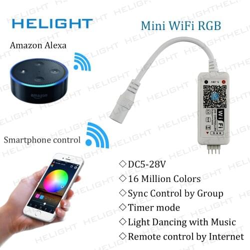 Wifi RGB Music Controller By Alexa Google Home Phone 12A WIFI Control iOS/Androi for 5050 3528 Led Strip