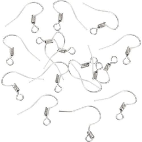1000pcs 304 Stainless Steel Earring Clasps Hooks Fittings DIY Jewelry Making Accessories 21x21x3mm, Hole: 2mm; Pin: 0.6mm F70
