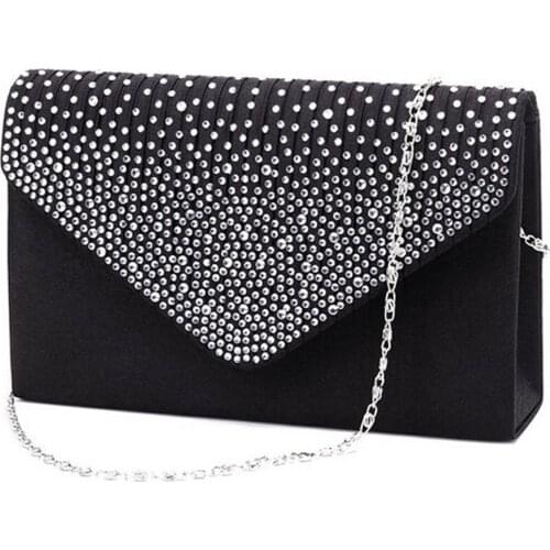 Womens Clutch 2019 Diamante Ladies' Evening Purse Vintage Chain Wallet Party Envelope Phone Shoulder Handbag Bolsa Feminina