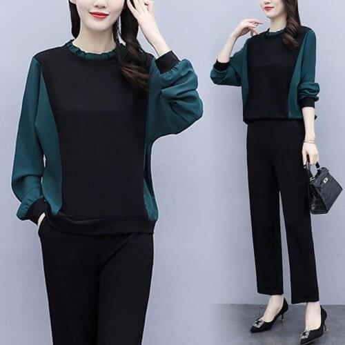 2021 Woman Jogging Two Piece Set Female Casual Tracksuit Winter Sets Long Sleeve Sport Pants Ladies Cotton Solid Suits H942